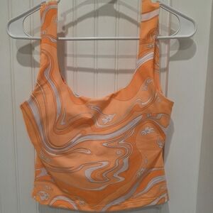 Fabletics Vibrant Orange and White Tank Top